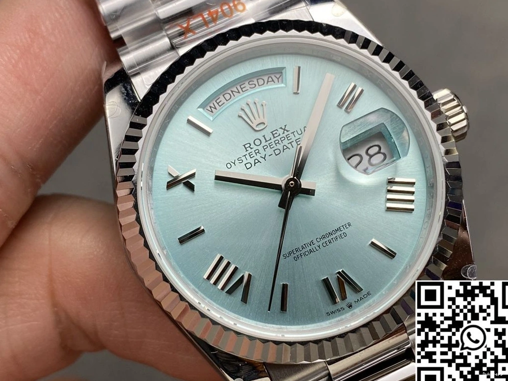 QF M128236-0018 Factory Rolex Dial Day Date White v5 36mm Tungsten Steel 0331